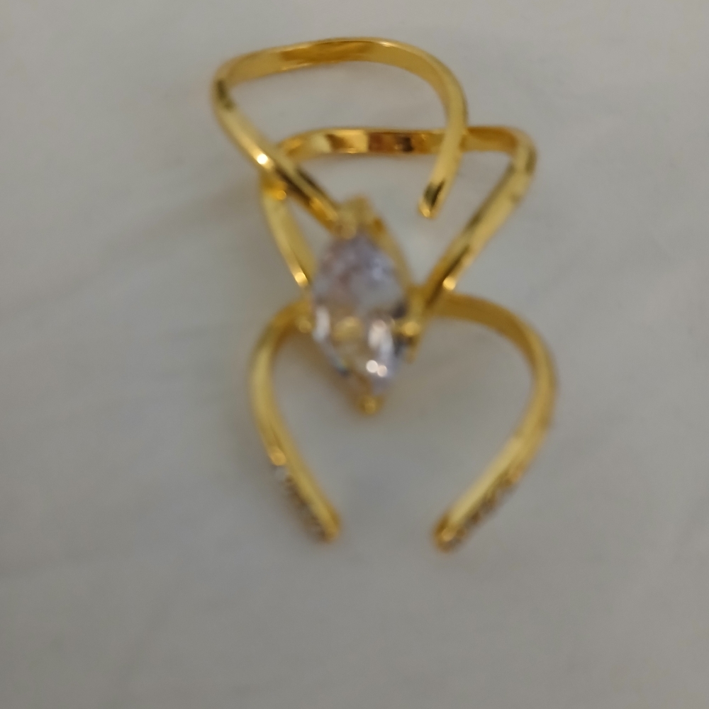 Elegant Gold Tone And Faux Diamond 3-ring Wedding Set